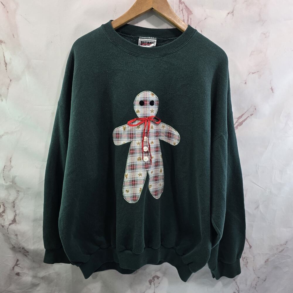 Vintage Christmas Sweatshirt Mens Large Womens XL 90s Levis Gingerbread Granny